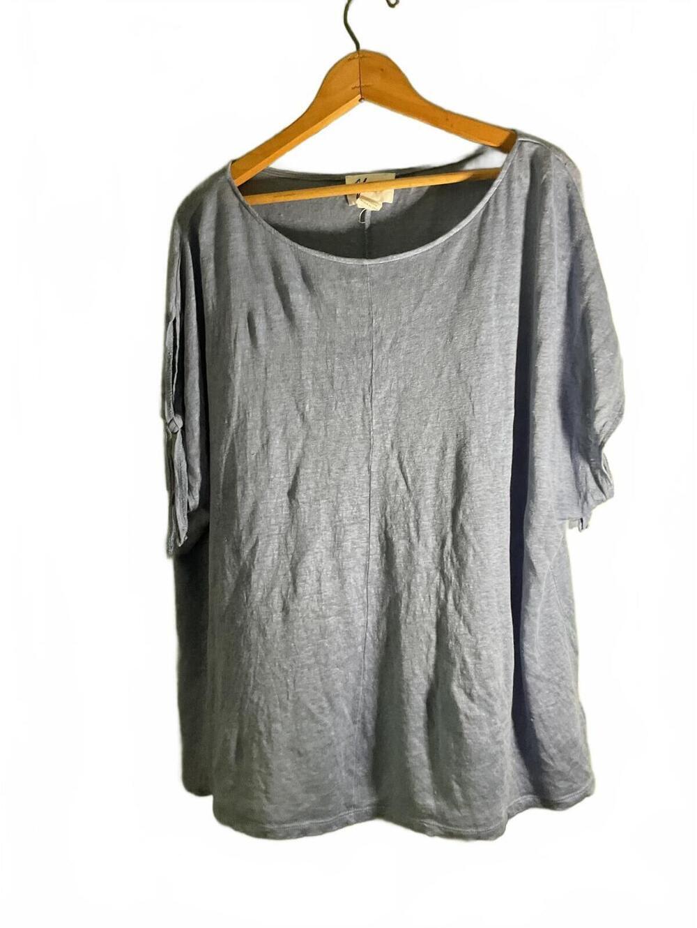 Andrea Jovine Light Blue Linen Boho Top Elbow Ties Size XL